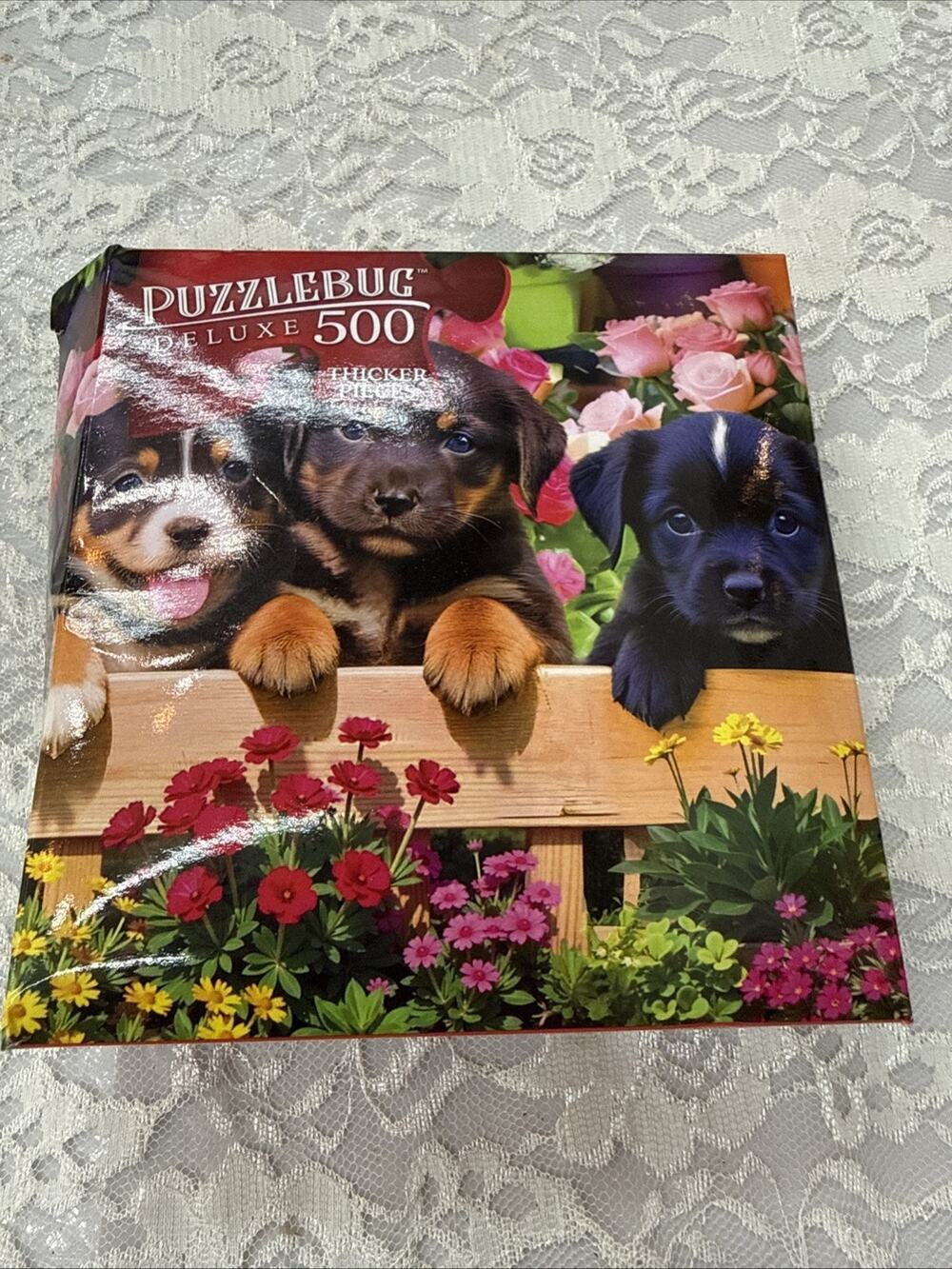 Complete Dogs Puppies Flower Market Pups 500 Piece Puzzle Puzzlebug 20” x 12”